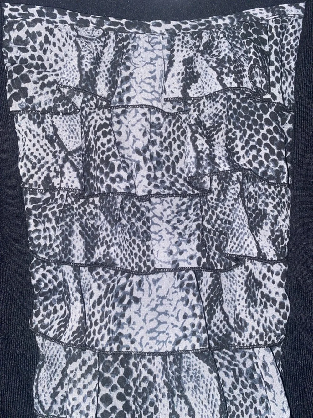 Chico's Black Cardigan with Gray Patterned Ruffle Panel - Picture 3 of 5
